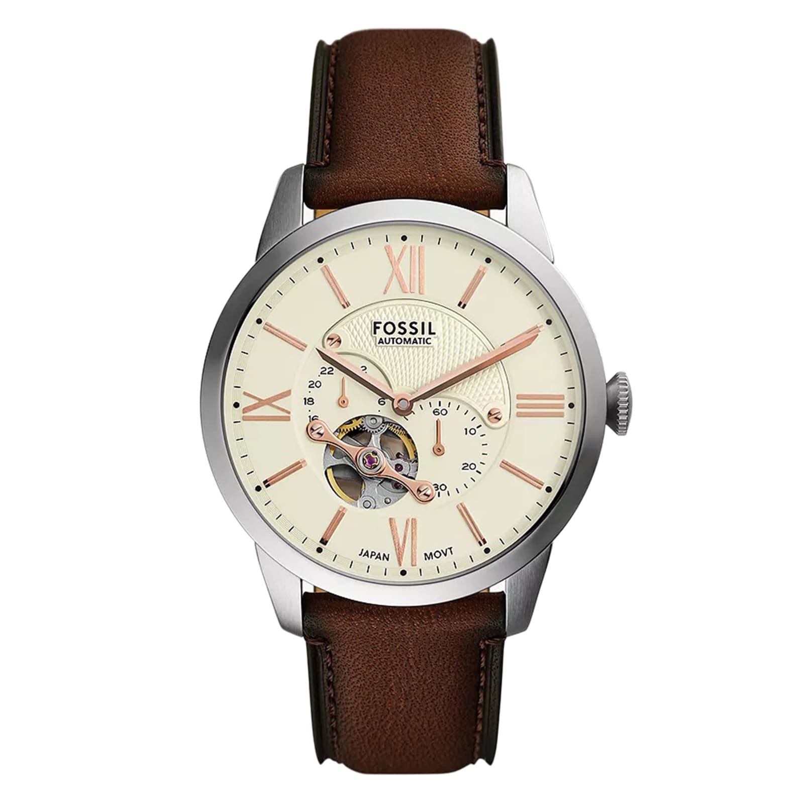Fossil Townsman Automatic Brown Leather Mens Watch