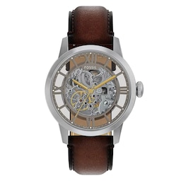 17230889 - Townsman Automatic Brown Leather Skeleton Dial Mens Watch