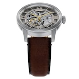 Fossil Townsman Automatic Brown Leather Skeleton Dial Mens Watch