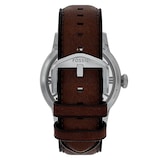 Fossil Townsman Automatic Brown Leather Skeleton Dial Mens Watch