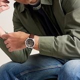 Fossil Townsman Automatic Brown Leather Skeleton Dial Mens Watch