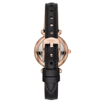 Fossil Carlie Mini Three-Hand Black Leather Ladies Watch