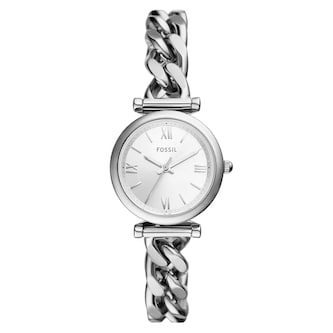 Fossil Carlie Three-Hand Silver Dial Stainless Steel Ladies Watch