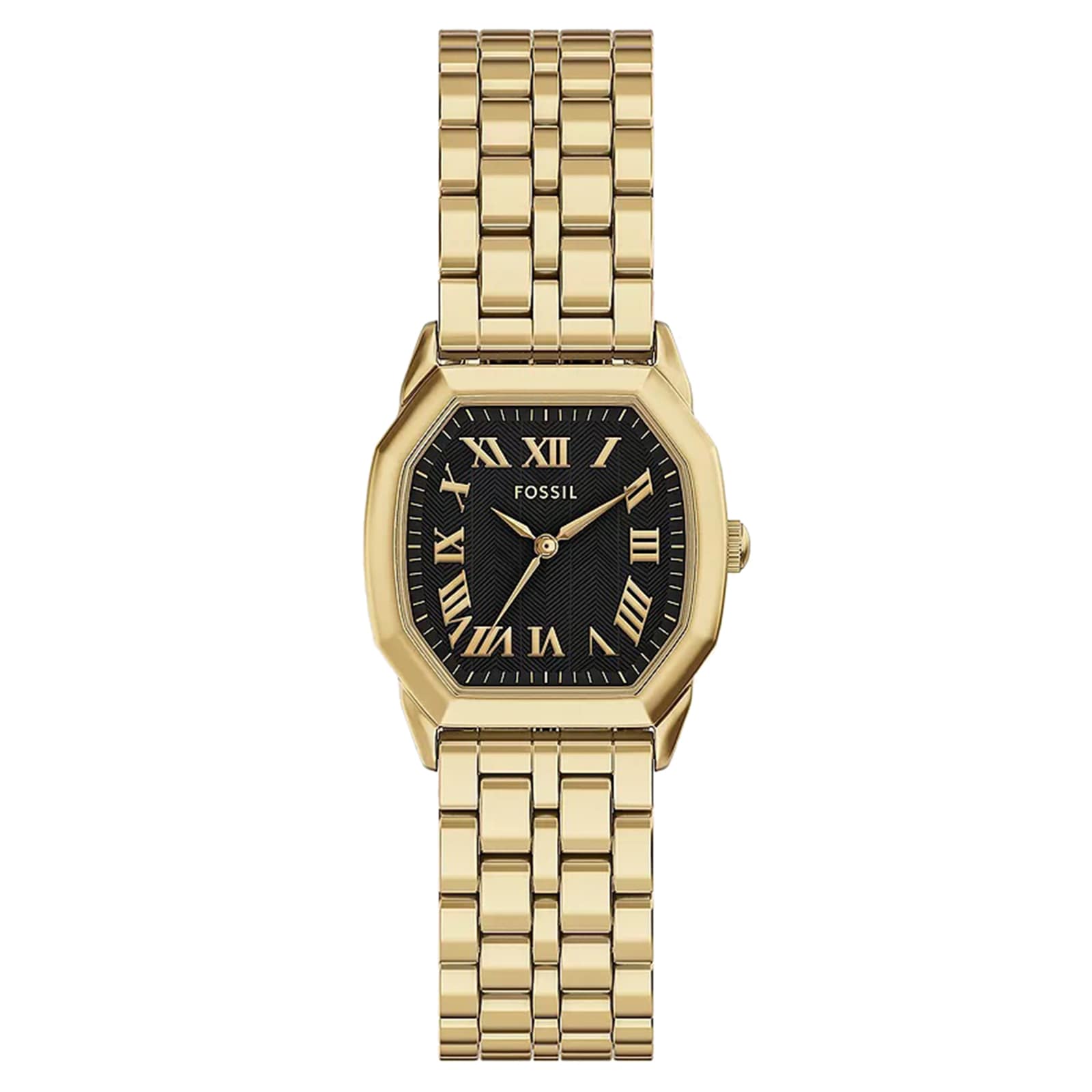 Fossil Harlow Three-Hand Gold-Tone Stainless Steel Black Dial Ladies Watch