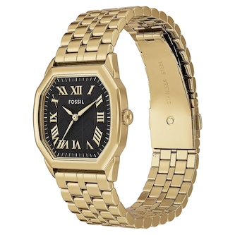 Fossil Harlow Three-Hand Gold-Tone Stainless Steel Black Dial Ladies Watch