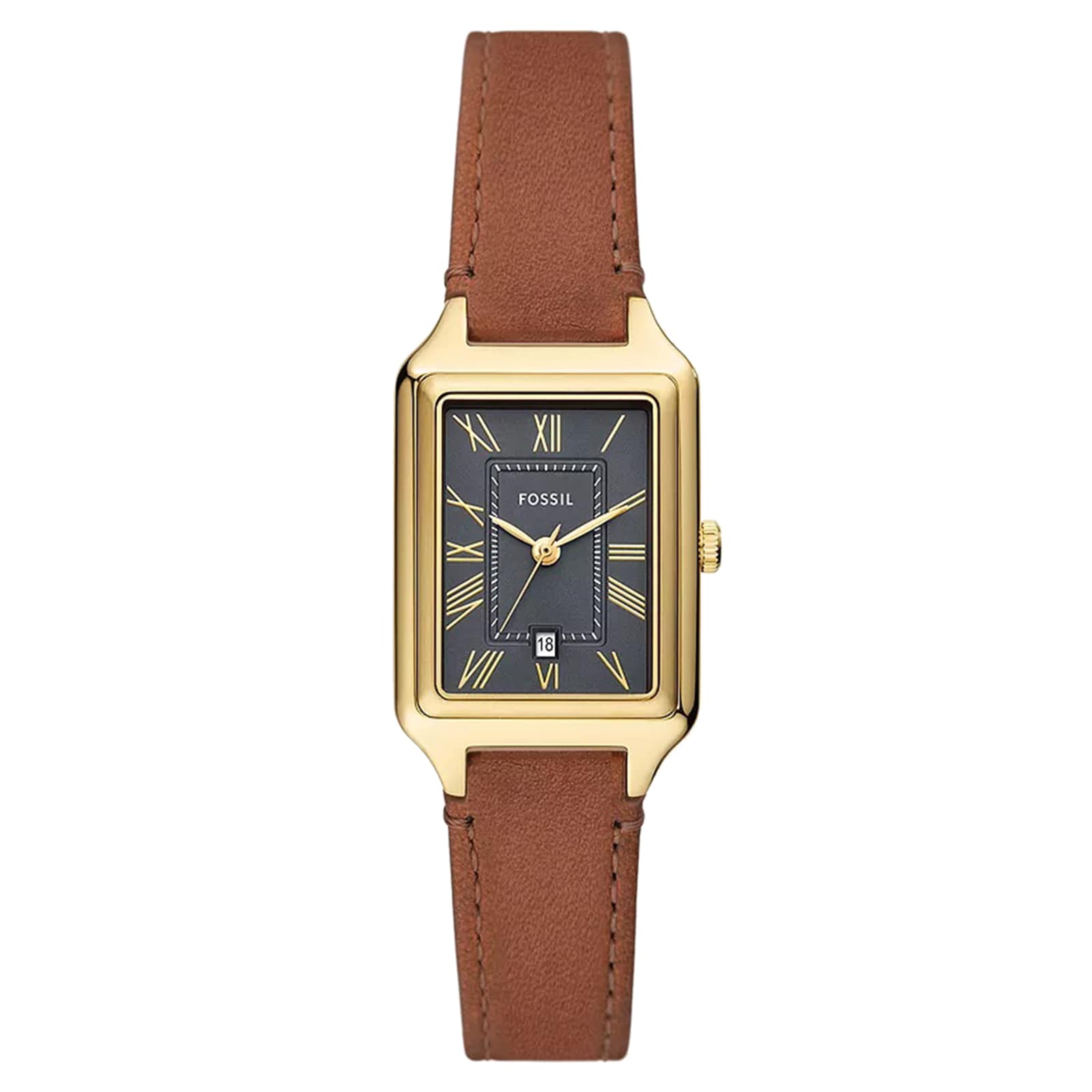 Fossil Raquel Three-Hand Date Medium Brown Leather Ladies Watch