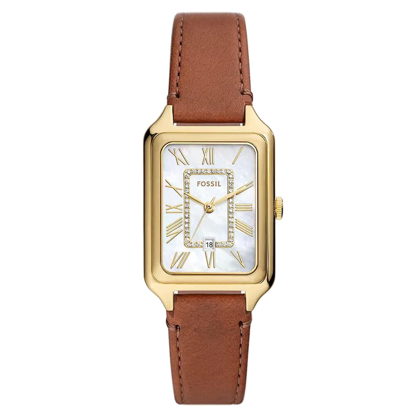 Fossil Raquel Three-Hand Date Medium Brown Leather Ladies Watch