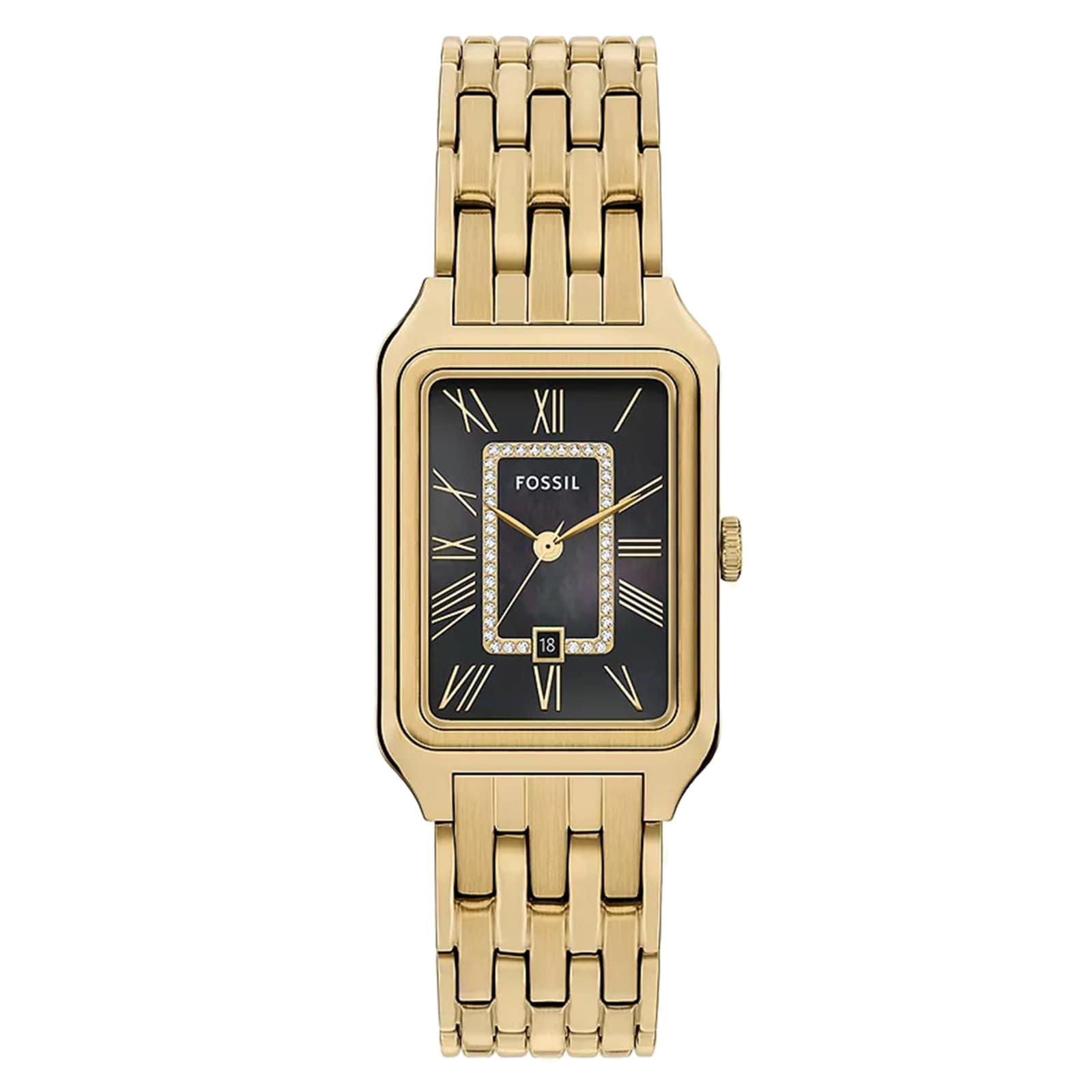 Fossil Raquel Three-Hand Date Gold-Tone Mother of Pearl Ladies Watch