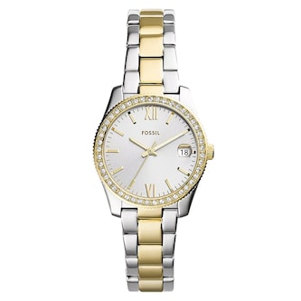 Fossil Scarlette Mini Three-Hand Date Two-Tone Stainless Steel Ladies Watch
