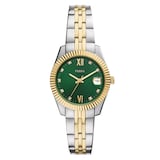 Fossil Scarlette Three-Hand Date Two-Tone Green Dial Ladies Watch