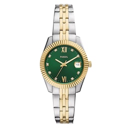 17230916 - Scarlette Three-Hand Date Two-Tone Green Dial Ladies Watch