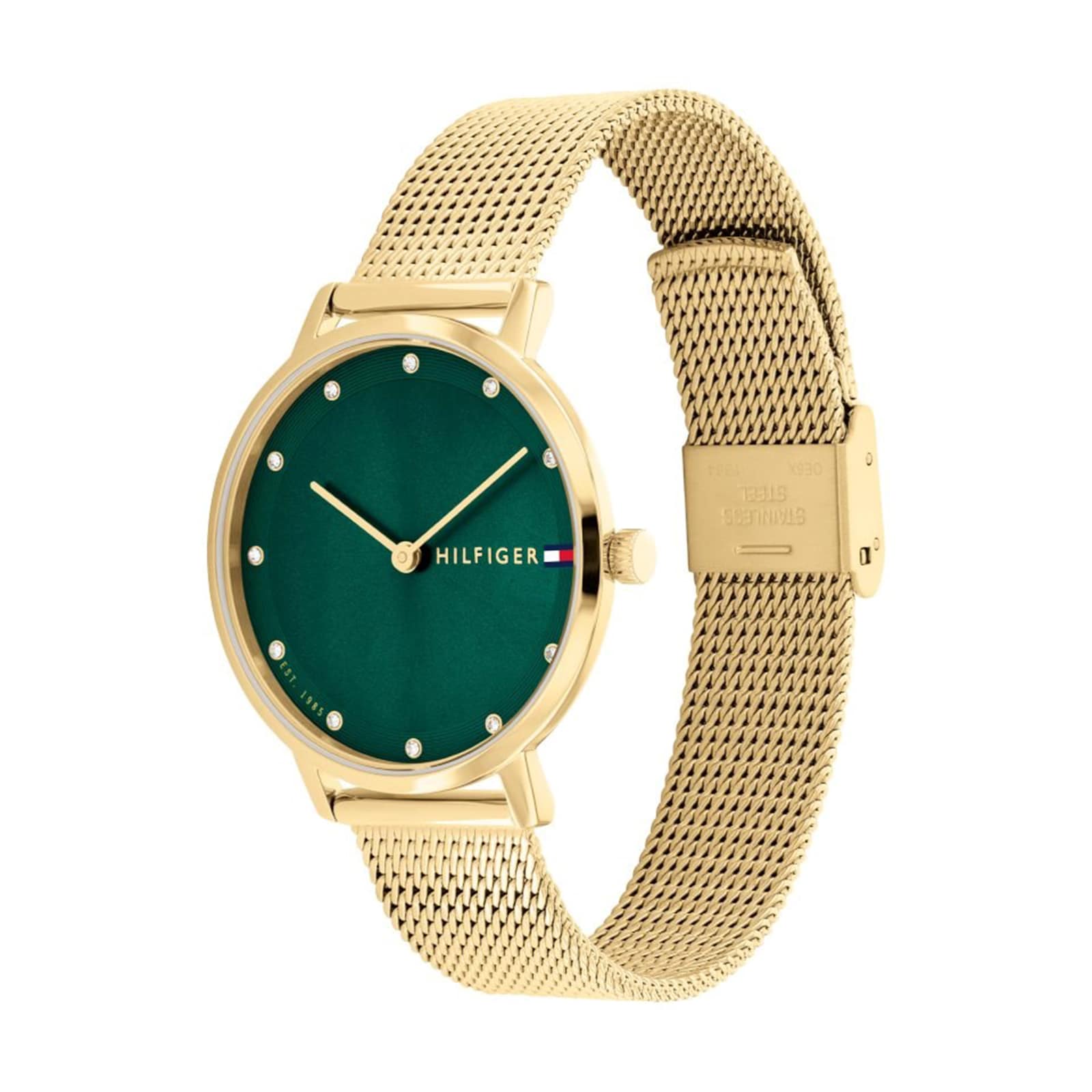 Tommy Hilfiger Pippa Yellow Gold PVD Green Dial Ladies Watch
