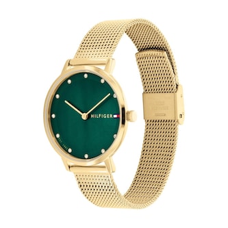 Tommy Hilfiger Pippa Yellow Gold PVD Green Dial Ladies Watch