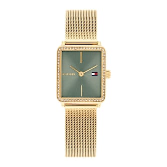 Tommy Hilfiger Tea Yellow Gold Green Dial Ladies Watch