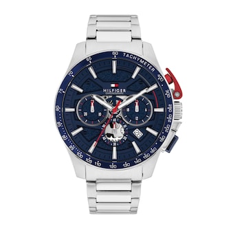 Tommy Hilfiger Bank Stainless Steel Blue Dial 44mm Mens Watch - Interchangeable Strap