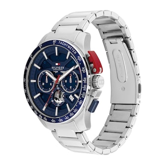 Tommy Hilfiger Bank Stainless Steel Blue Dial 44mm Mens Watch - Interchangeable Strap