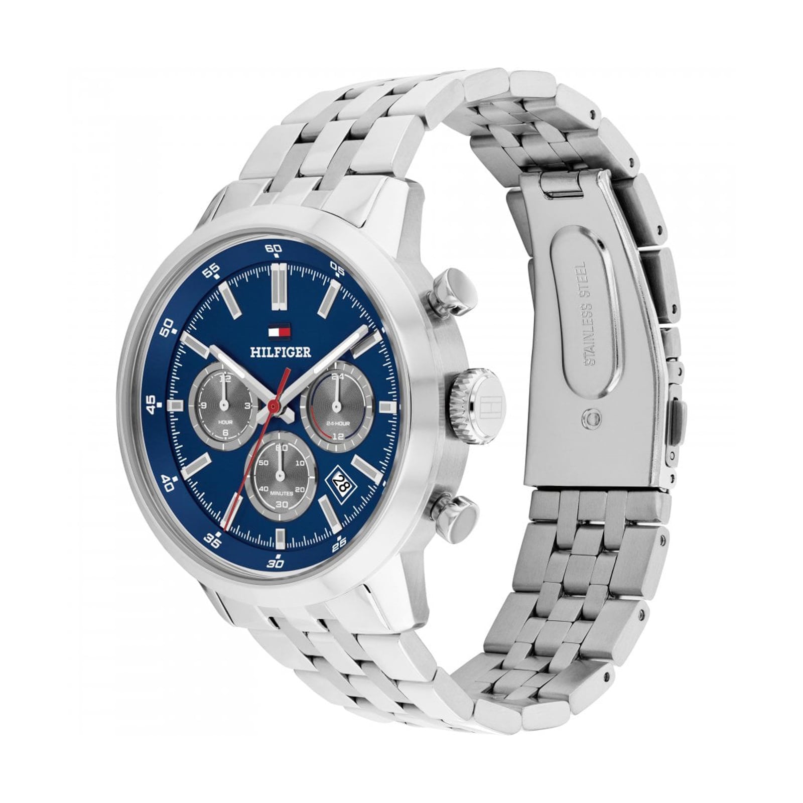 Tommy Hilfiger Kent Blue Dial Bracelet Chronograph 43mm Mens Watch