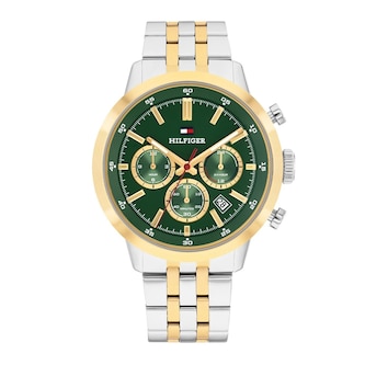 Tommy Hilfiger Kent Green Dial Two Tone Bracelet Chronograph 43mm Mens Watch