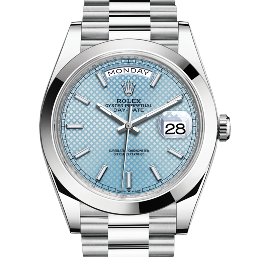 rolex day date 40 silver dial