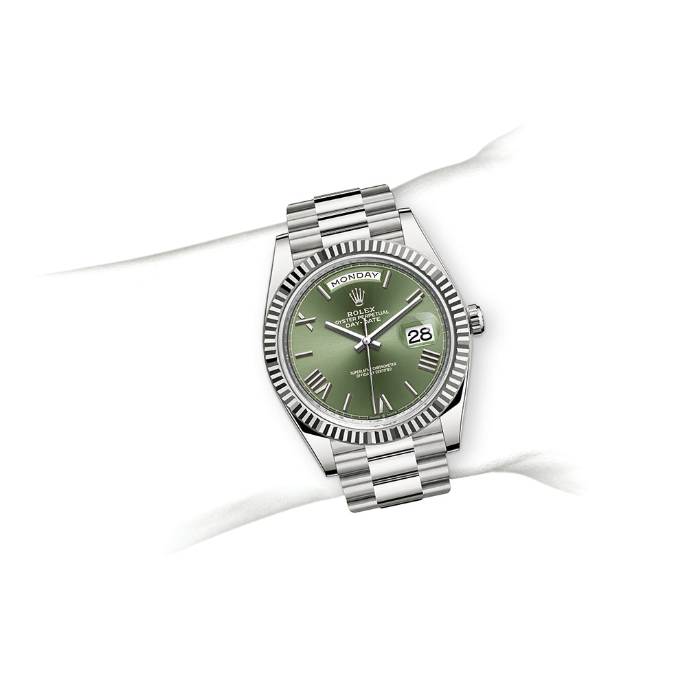 Oyster perpetual day date 40 in 18ct hot sale white gold