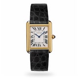 Cartier Tank Solo Watch Small Model, Quartz Movement, Yellow Gold, Steel, Leather