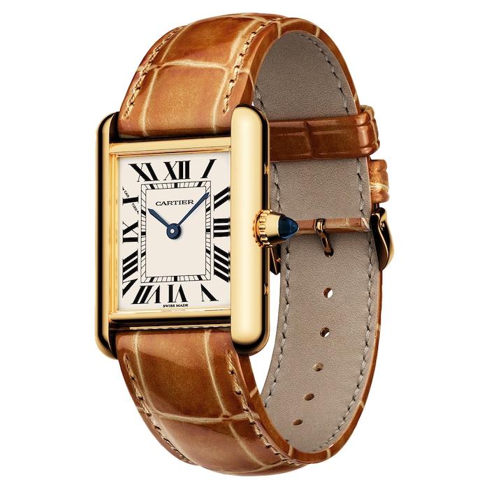 Tank Louis Cartier Watch Small Model, Quartz Movement, Yellow Gold, Leather