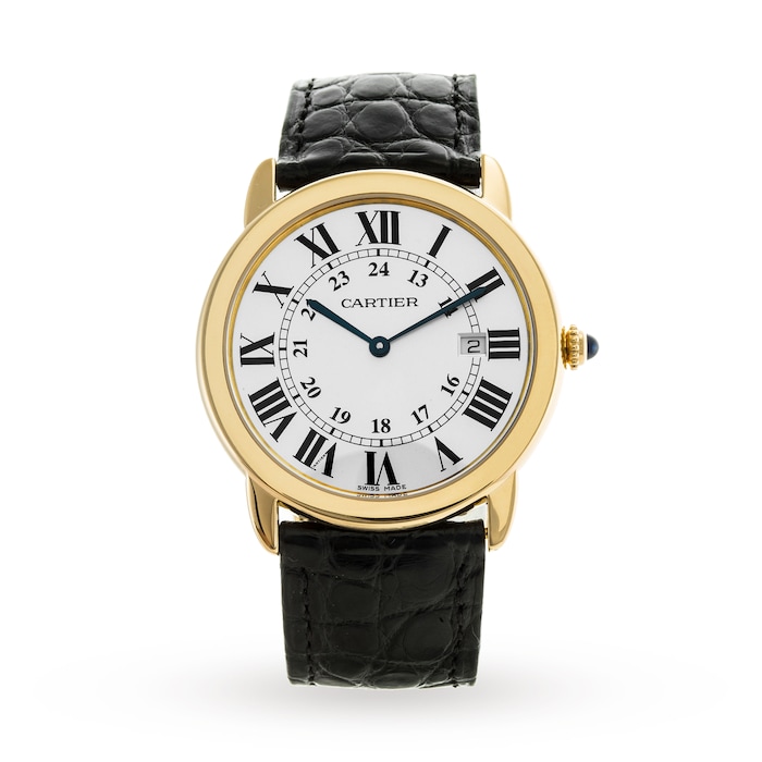 Cartier Ronde Solo De Cartier Watch 36mm, Quartz Movement, Yellow Gold, Steel, Leather
