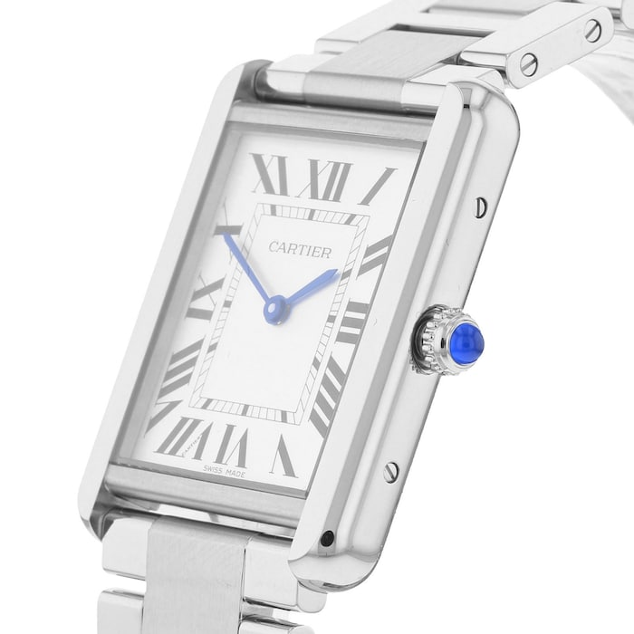 Cartier Tank Solo Large Stainless Steel Ivory Roman Quartz 3169 / W520