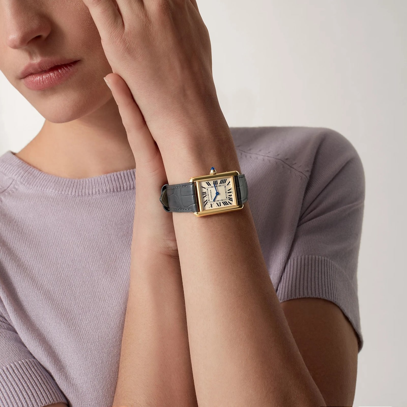Cartier Tank Louis Cartier Watch Large Model, Quartz Movement, Yellow Gold, Leather