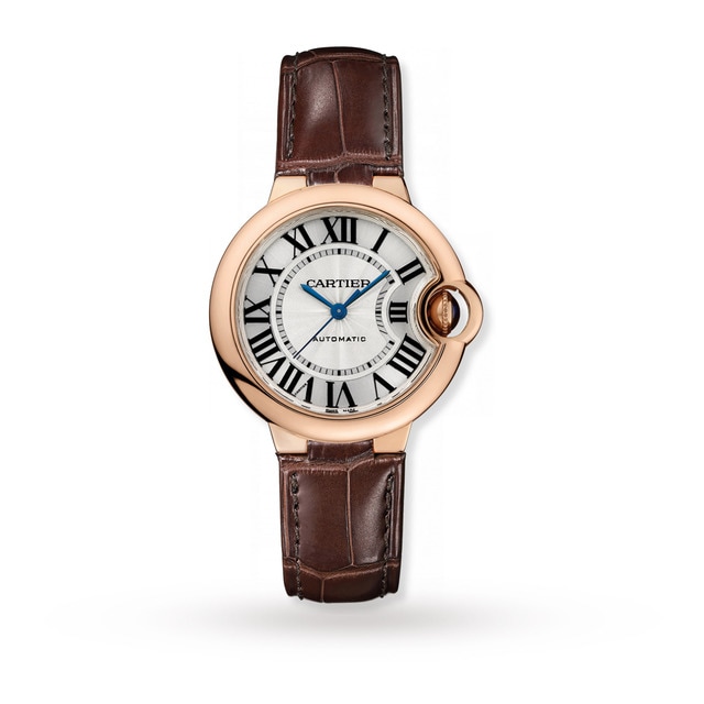 Cartier Ballon Bleu De Cartier Watch 33mm, Automatic Movement, Rose Gold, Leather