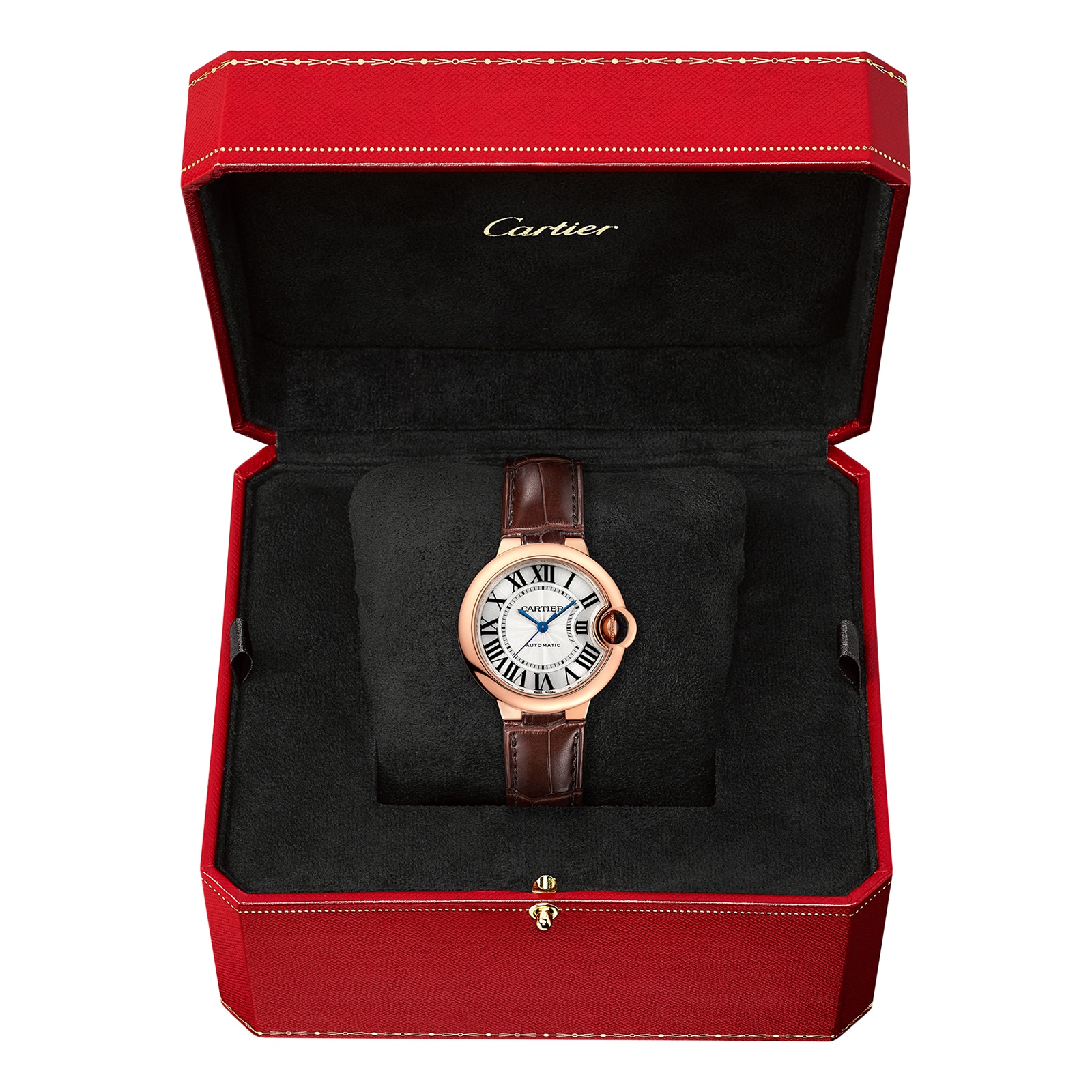 Cartier Ballon Bleu De Cartier Watch 33mm, Automatic Movement, Rose Gold, Leather Cartier Ballon Bleu De Cartier Watch 33mm, Automatic Movement, Rose Gold, Leather