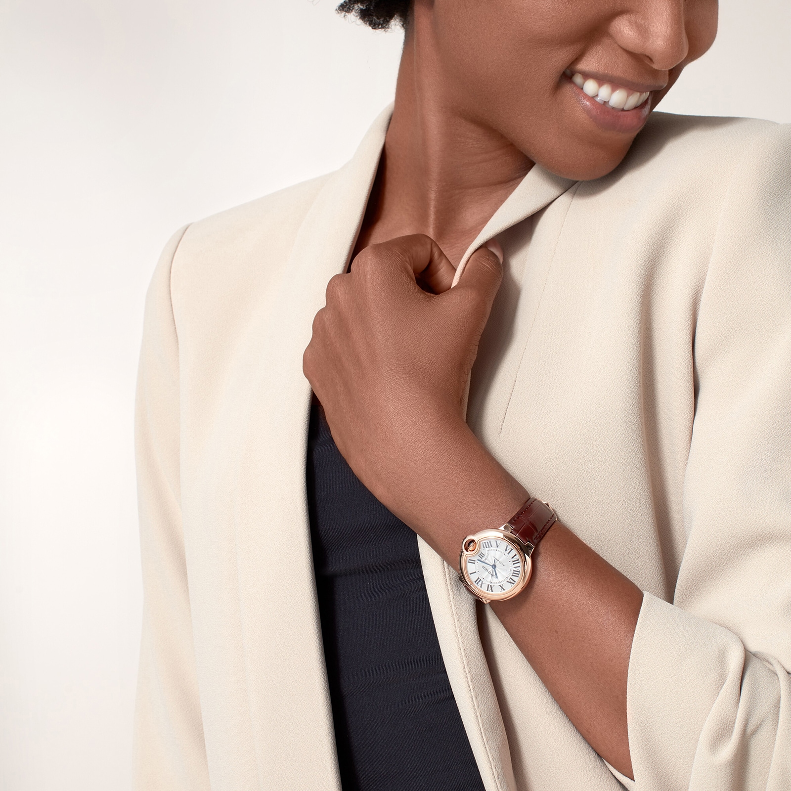 Cartier Ballon Bleu De Cartier Watch 33mm, Automatic Movement, Rose Gold, Leather Cartier Ballon Bleu De Cartier Watch 33mm, Automatic Movement, Rose Gold, Leather