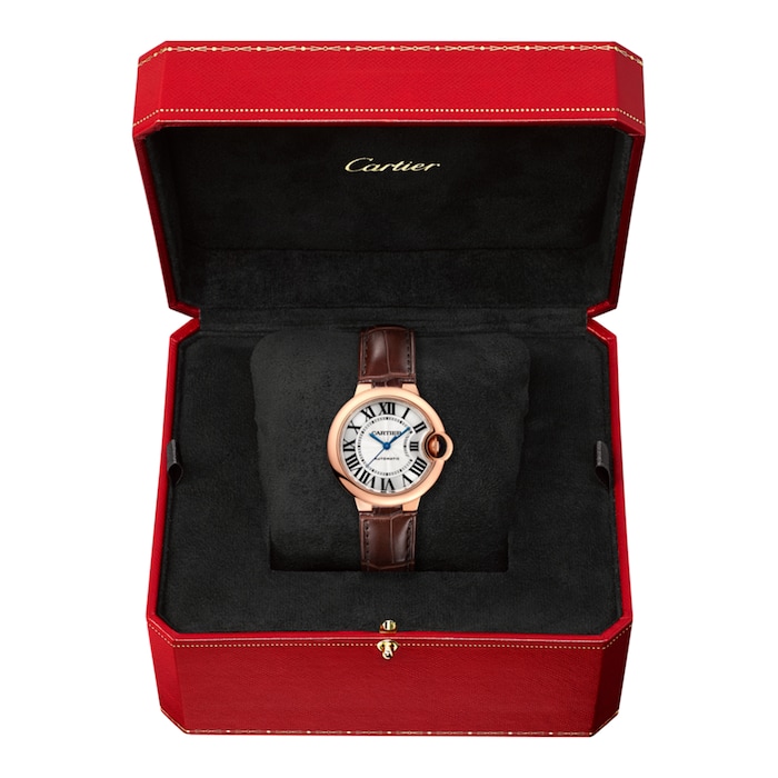 Cartier Ballon Bleu De Cartier Watch 33mm, Automatic Movement, Pink Gold, Leather