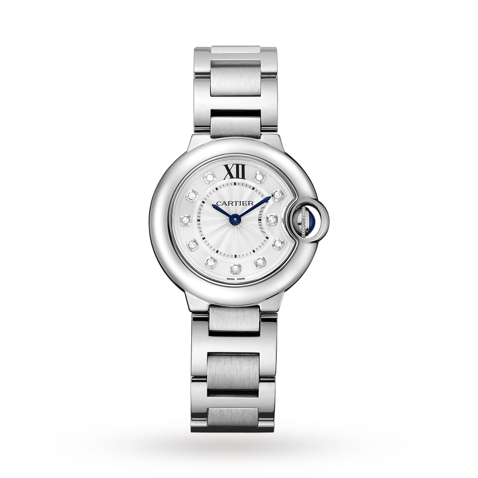 Cartier Ballon Bleu De Cartier Watch 28mm, Quartz Movement, Steel, Diamonds