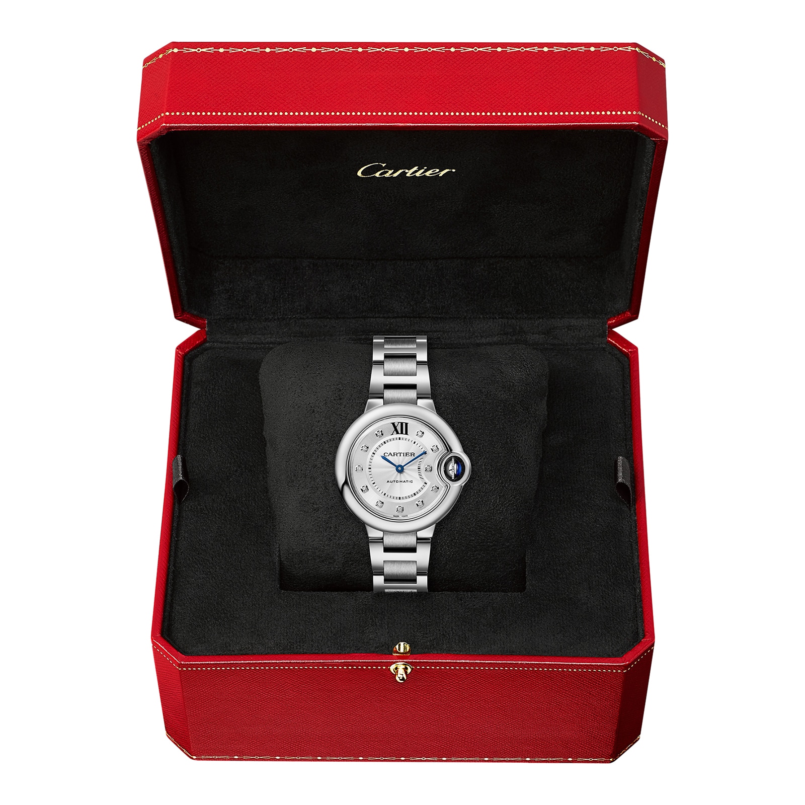 Cartier Ballon Bleu De Cartier Watch 33mm, Automatic Movement, Steel, Diamonds Cartier Ballon Bleu De Cartier Watch 33mm, Automatic Movement, Steel, Diamonds