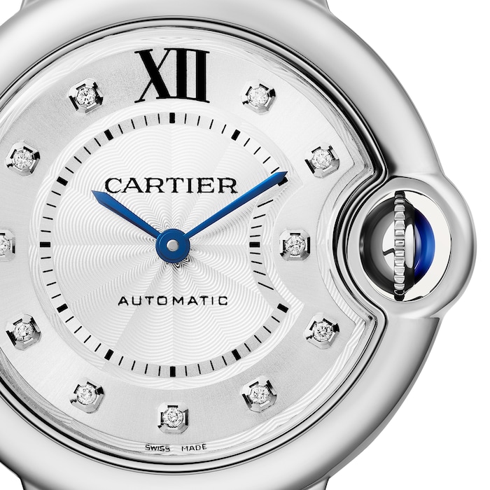 Cartier Ballon Bleu De Cartier Watch 33mm, Automatic Movement, Steel, Diamonds