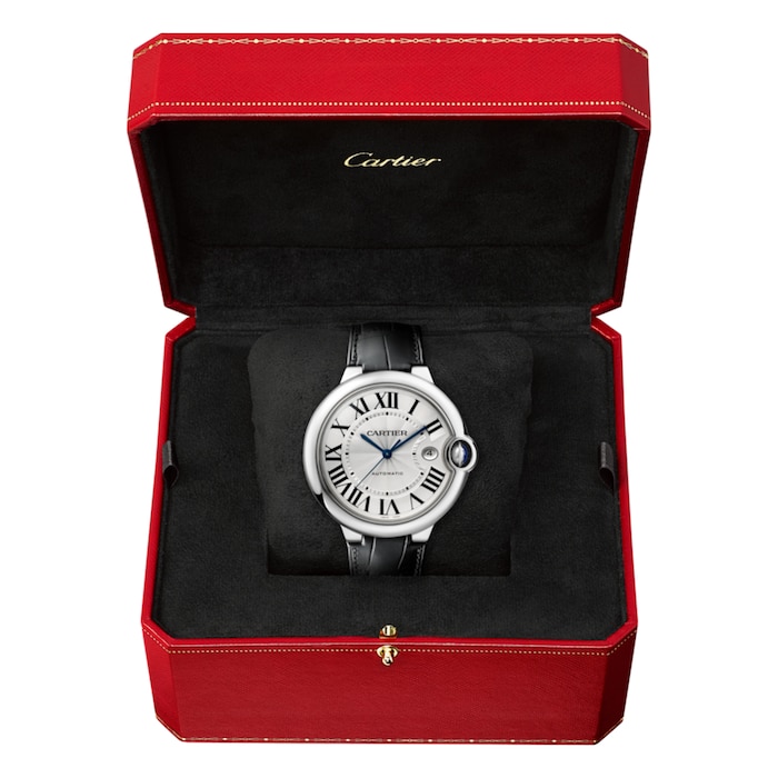 Cartier Ballon Bleu De Cartier Watch 42mm, Automatic Movement, Steel, Leather