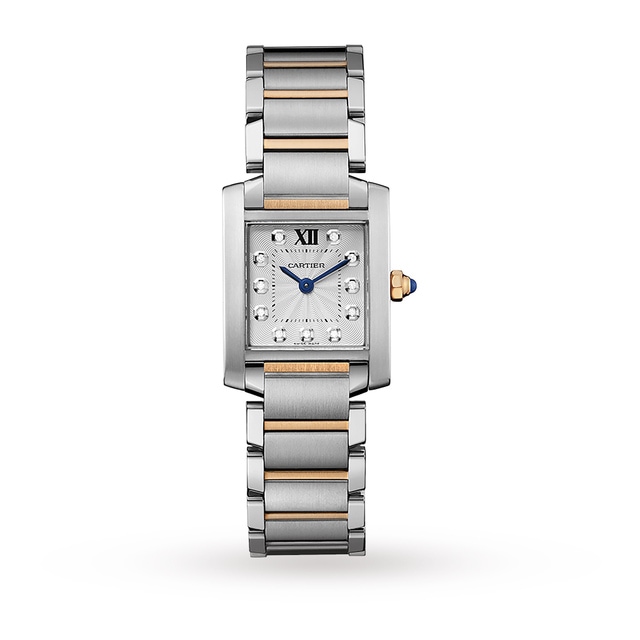 Cartier Tank Française Watch Small Model, Quartz Movement, Steel, Diamonds