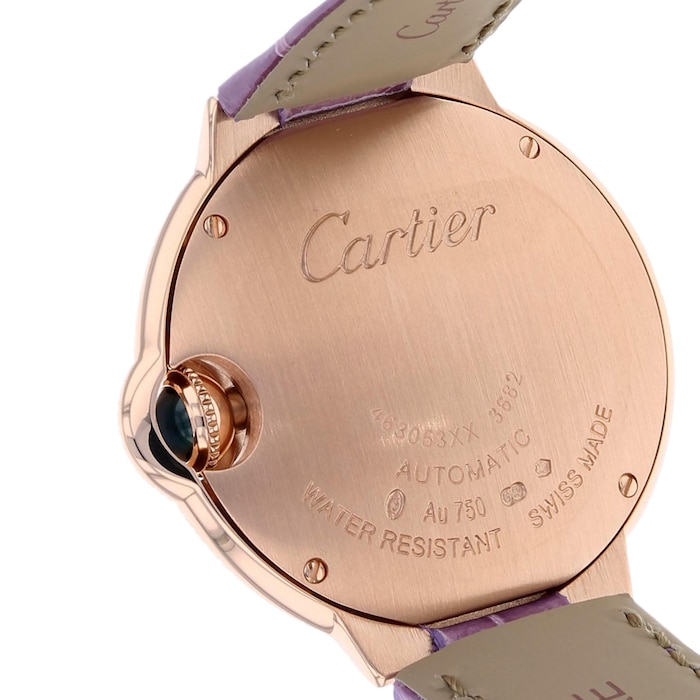 Cartier Ballon Bleu De Cartier Watch 33mm, Automatic Movement, Rose Gold, Diamonds, Leather
