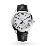 Cartier Drive De Cartier Moon Phases Watch Large Model, Automatic Movement, Steel, Leather