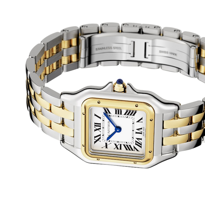 Cartier Panthère De Cartier Watch Medium Model, Quartz Movement, Yellow Gold, Steel