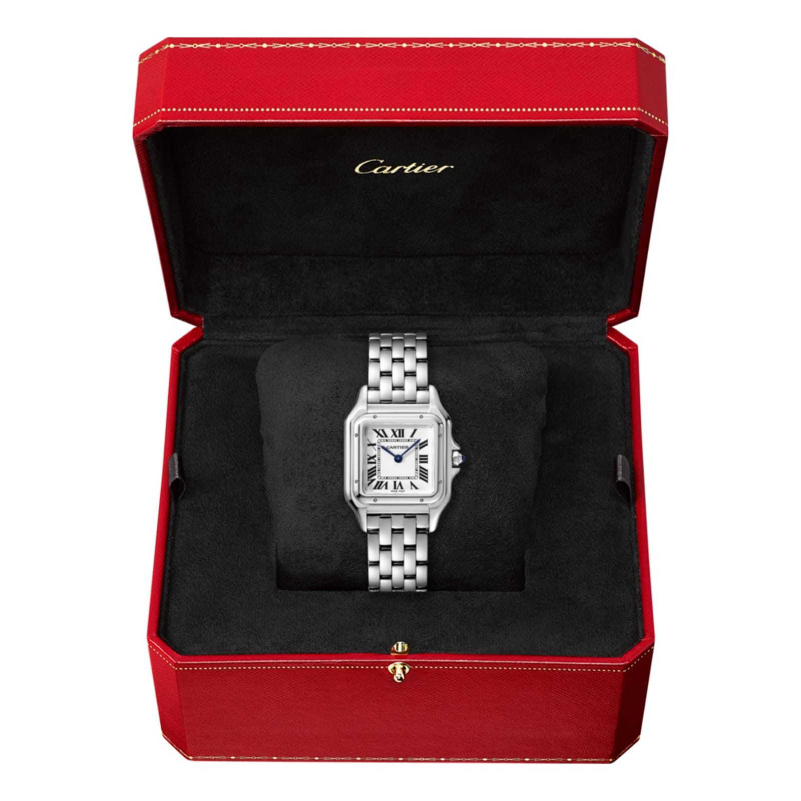 Panthère De Cartier Watch Medium Model, Quartz Movement, Steel