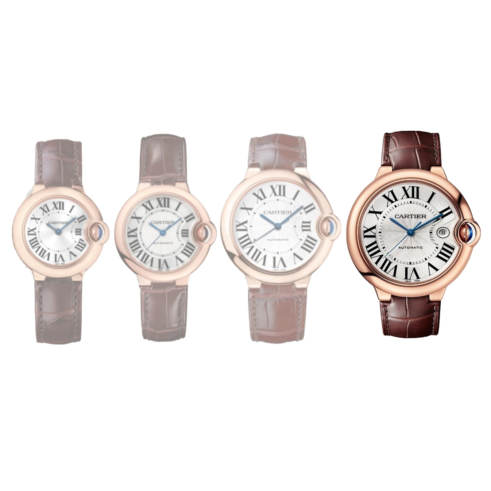 Cartier Ballon Bleu De Cartier Watch 42mm, Automatic Movement, Rose Gold, Leather