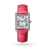 Cartier Tank Louis Cartier Watch Large Model, Hand-wound Mechanical Movement, White Gold, Diamonds, Leather
