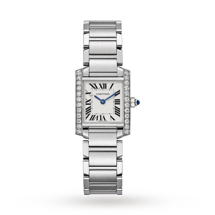 Cartier Tank Française Watch Small Model, Quartz Movement, Steel, Diamonds