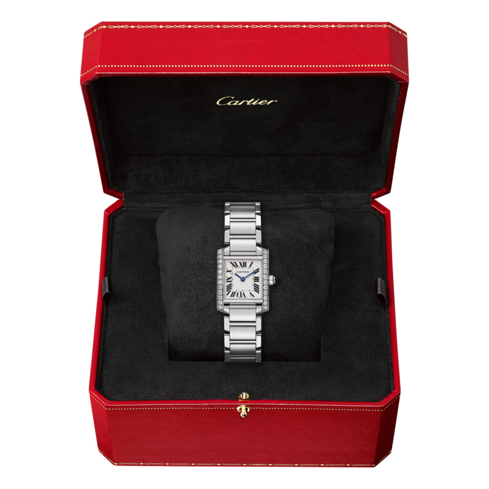 cartier small tank francaise steel watch