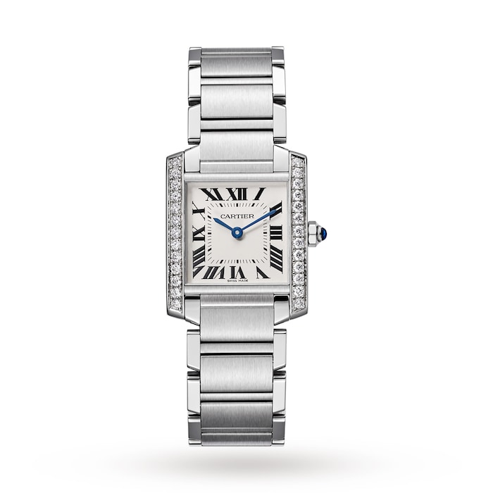 Cartier Tank Française Watch Medium Model, Quartz Movement, Steel, Diamonds