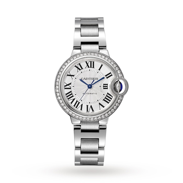 Cartier Ballon Bleu De Cartier Watch 33mm, Automatic Movement, Steel, Diamonds