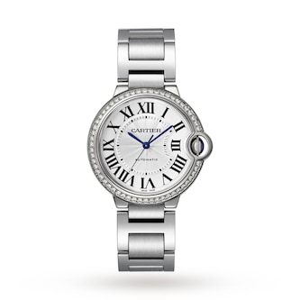 Cartier Ballon Bleu De Cartier Watch 36mm, Automatic Movement, Steel, Diamonds