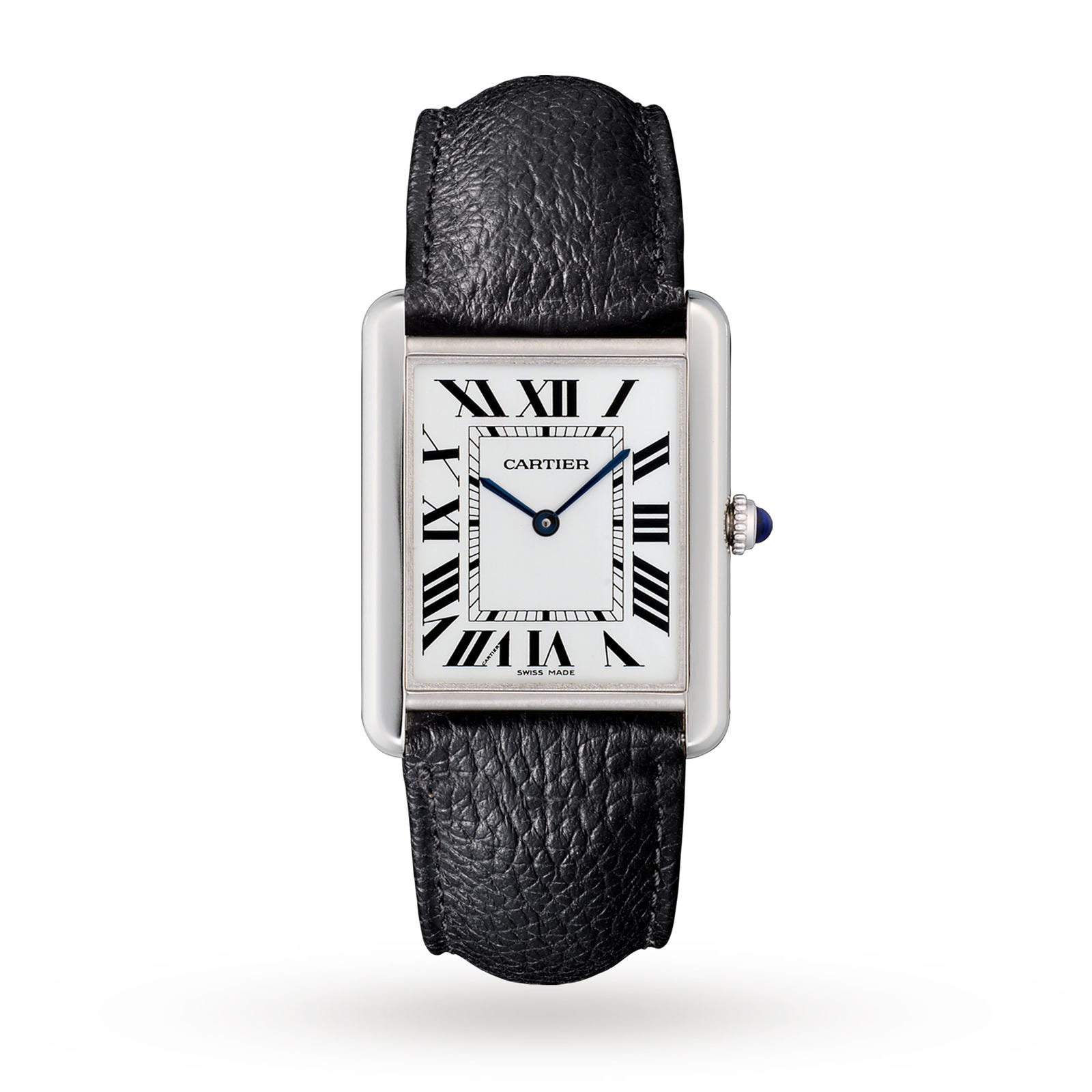 cartier tank silver leather